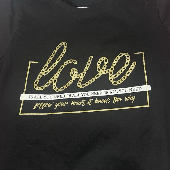 Desiree Size Medium Black Love Graphic Short Sleeve Tee - Picture 4 of 5